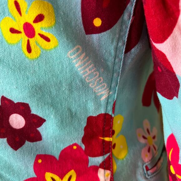 Moschino Jeans Jacket 10 Womens Blazer Colorful Retro Floral Designer Logo Italy - Picture 6 of 12